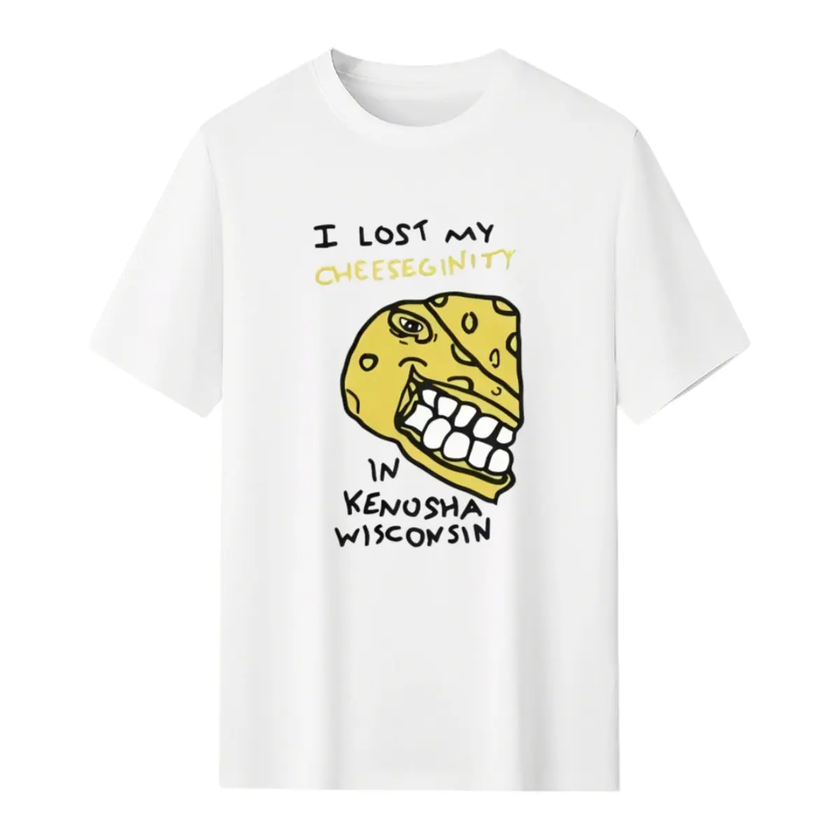 I Lost My Cheeseginity In Kenosha Wisconsin, Funny Meme Shirt, Sarcastic Cartoon Tshirt, Ironic Gen Z, Adult Graphic Top