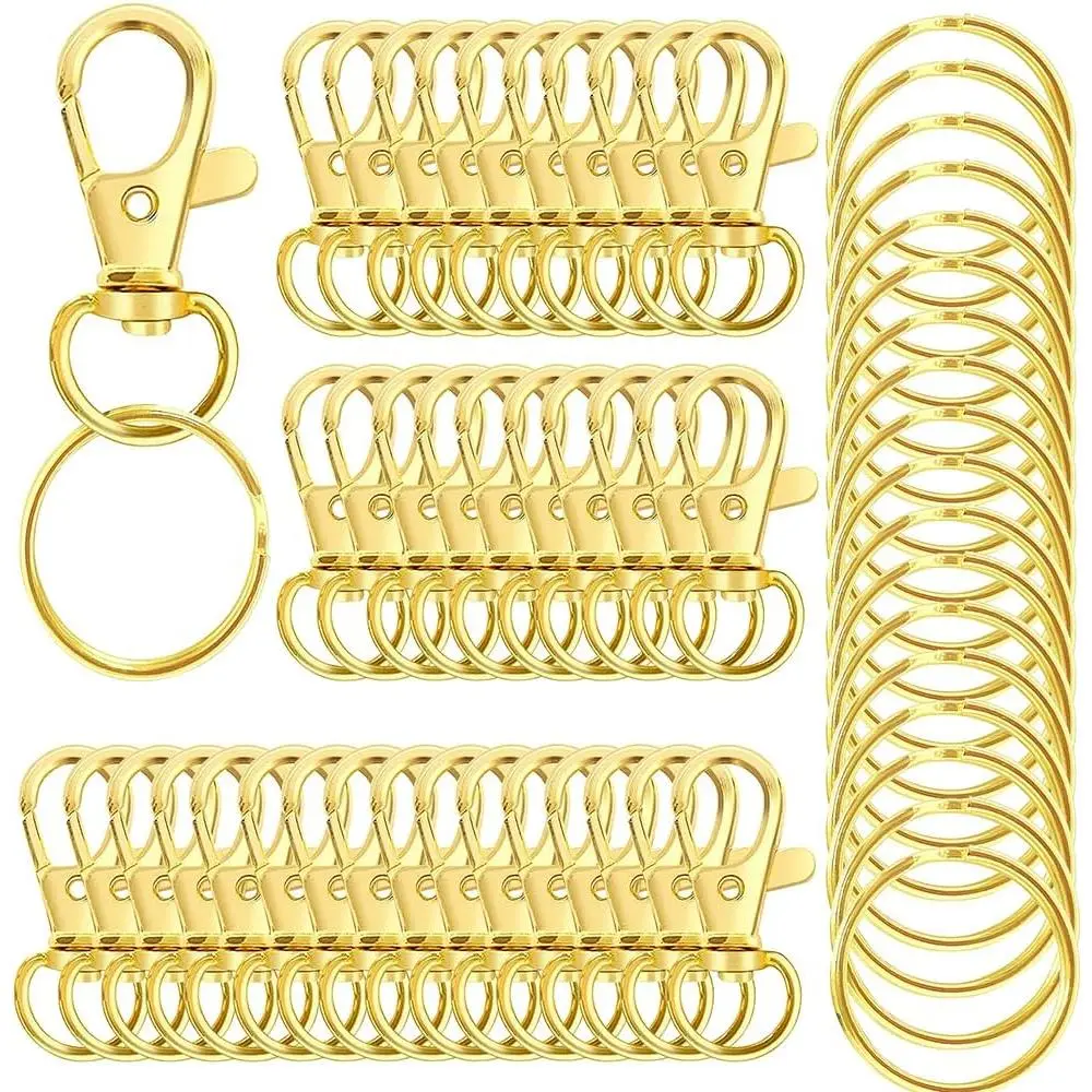50 count  Swivel Snap Hook Keychains with Key Rings, Metal  Clip and Key Ring, 25 count Key Chain Hooks and 25 count Key Rings for Lanyard Crafts   Making  32mm/1.25inches