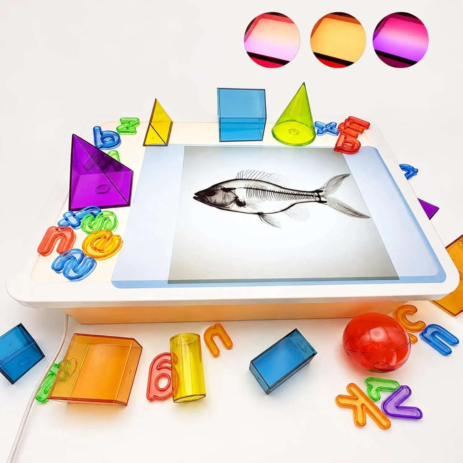 16" LED Light Box for Kids, Sensory Light Table, Portable Dimmable Tracing Light Box for Alphabet Learning, Translucent Toys, Rhinestone Art, Crafts & Classroom (Orange, 10 Levels, 3 Color Modes)