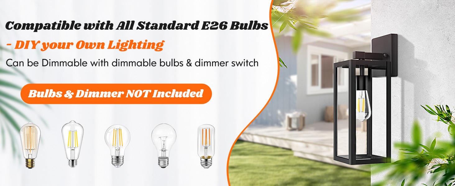 2-Pack Outdoor Wall Light, Exterior Waterproof Wall Sconce Light Fixtures,  Outdoor Wall Lamp with Clear Glass for House, Porch, Front Door, Garage, Patio, Bulbs Not Included