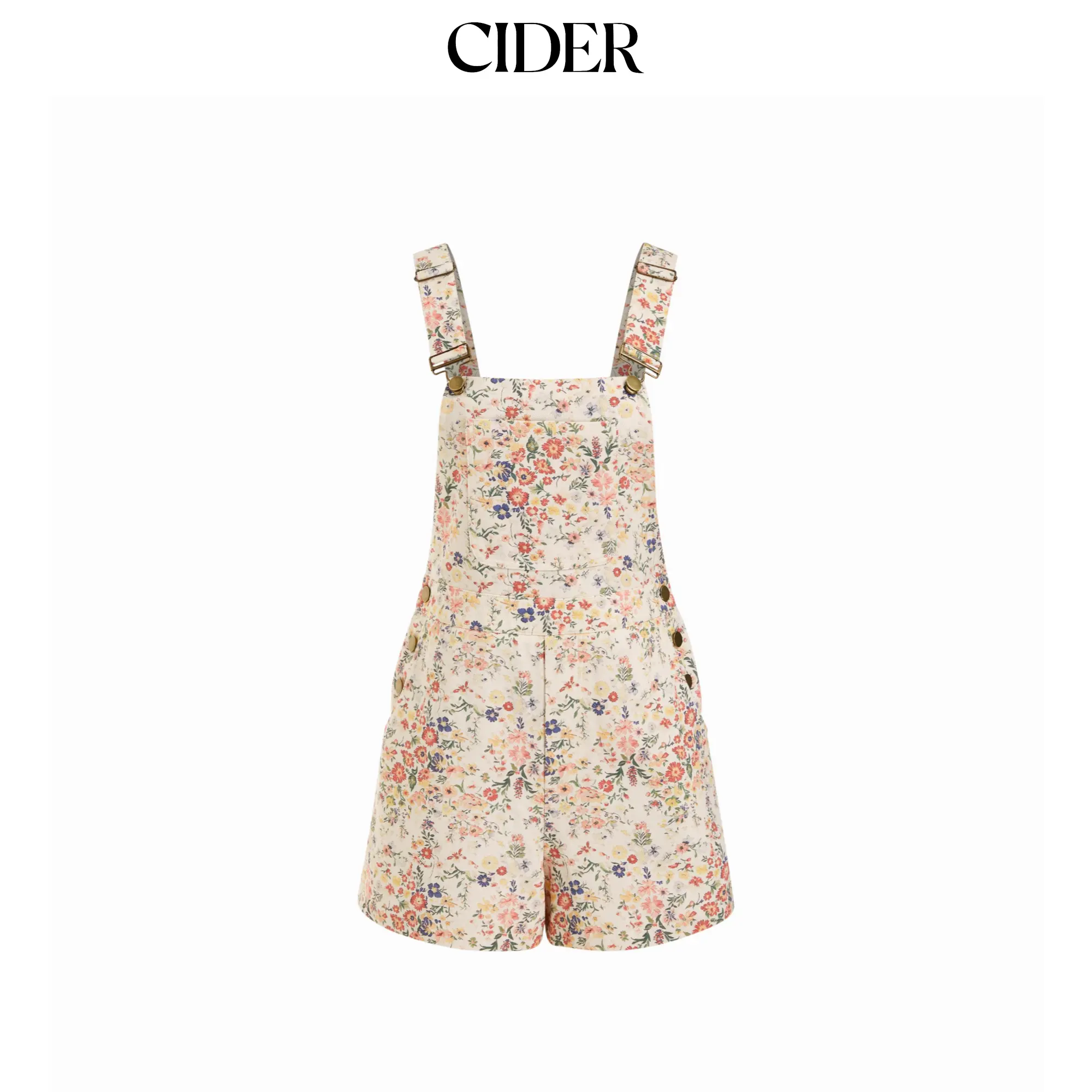 Cider Floral Square Neck Metal Detail Romper