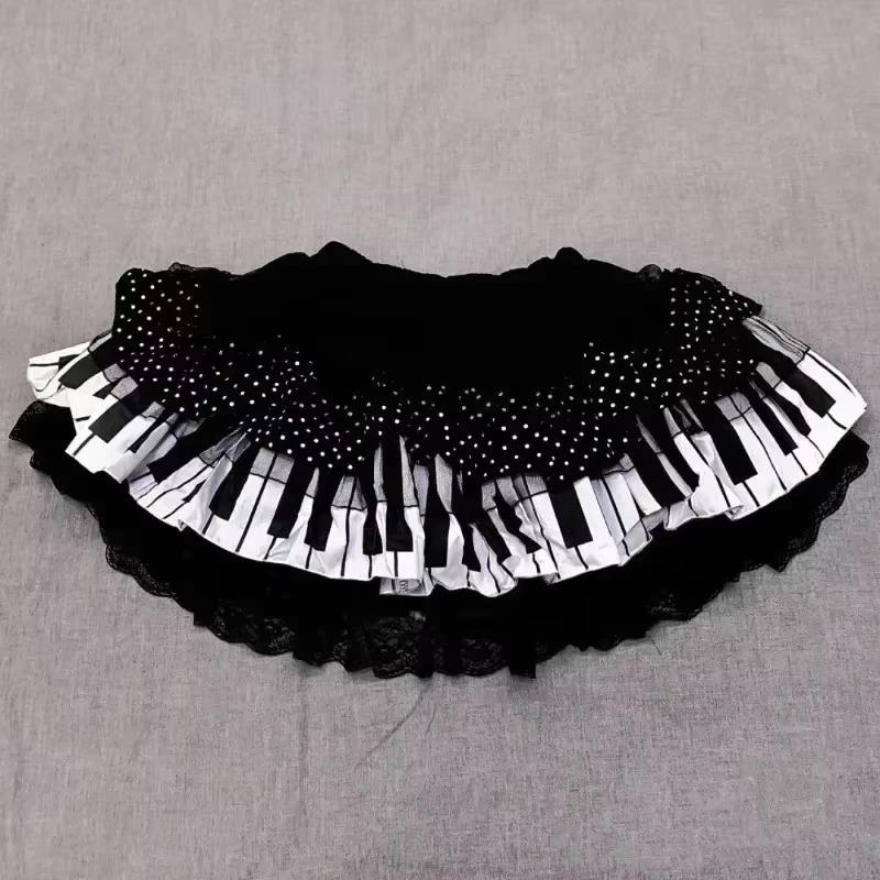 Y2k Gothic Punk Black White Short Skirt Women Hot Chick Darkly Polka Dot Ruffle Cake Skirt Female Sweet Chic Lolita Lace Skirts