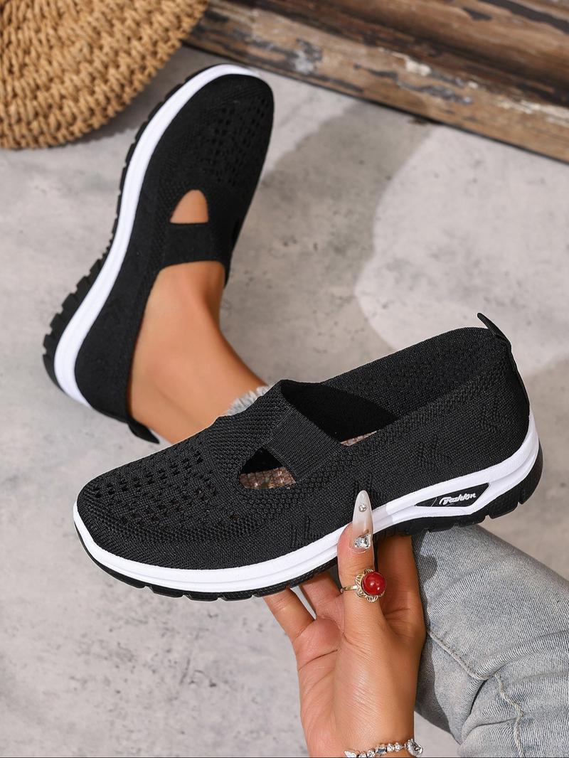 Women's Solid Color Low Top Sneakers, Lightweight Slip Ons, Casual Comfortable Breathable Sports Running Shoes, All-match Basic Shoes for Daily Wear