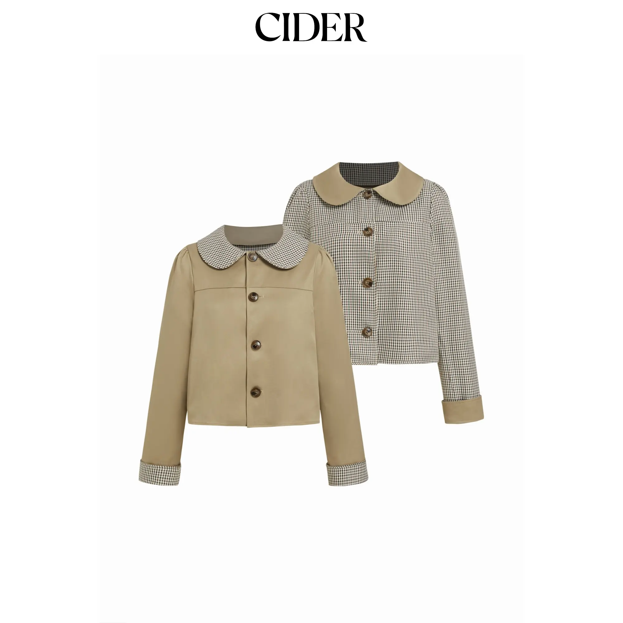 Cider Gingham Reversible Peter Pan Collar Jacket