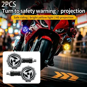 Universal Motorcycle LED Turn Signal Projector Lights, 7 Color RGB DRL Daytime Running Light, Eagle Head Arrow Safety Warning Ground Projection Lamp, IPX6 Waterproof Blinkers for Motorbike Electric Scooter E-Bike