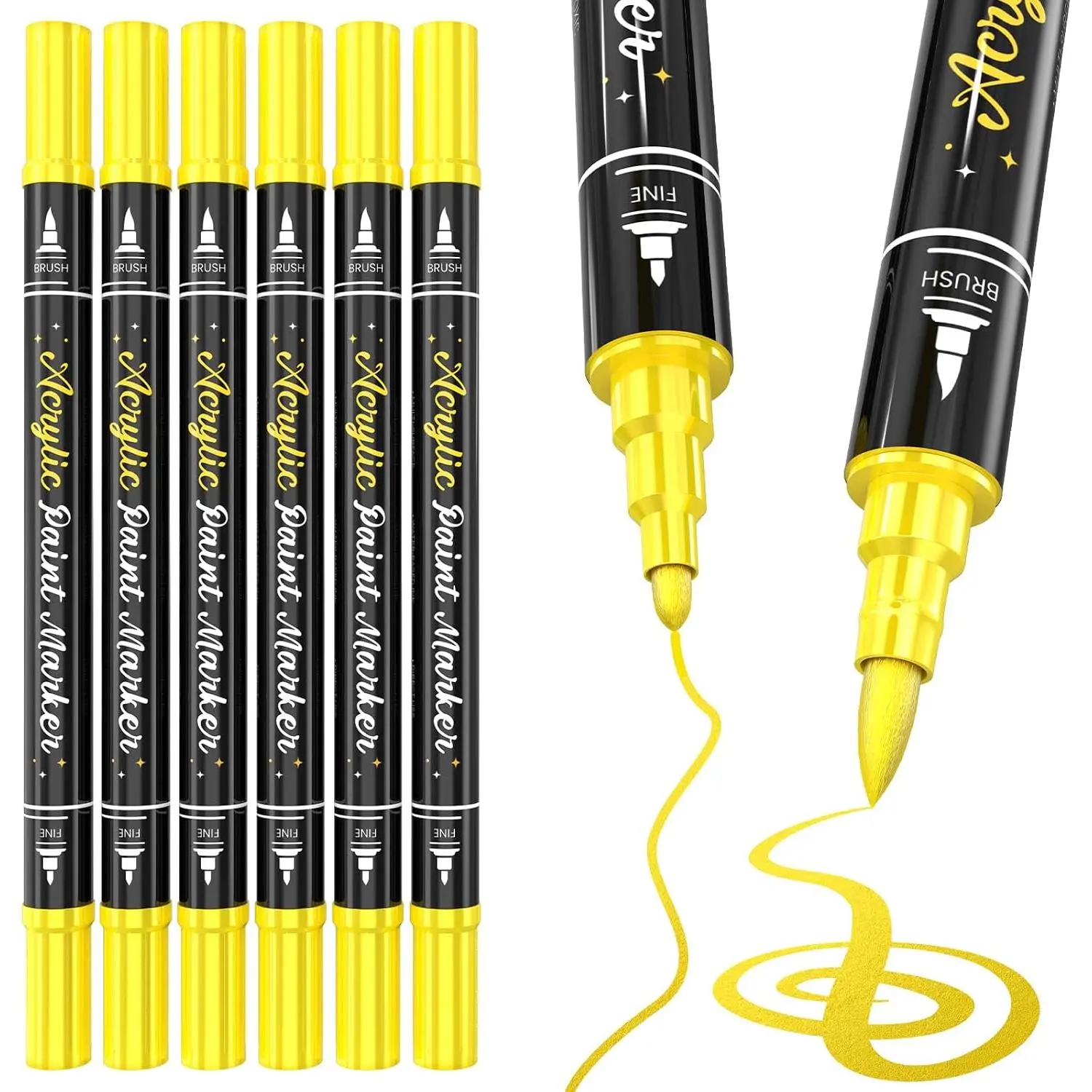 6   Marker  Pen:  Tip   Pen for Craft | Value Pack of 6, -Tip Precision, Fine & Brush Tip, Metallic , Multi-Surface Versatility, -to-Use Convenience