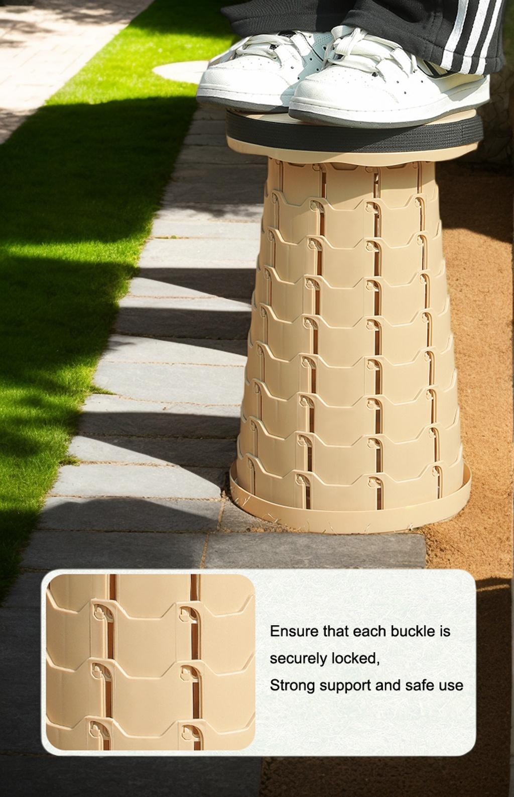 2PCS Collapsible Stool, Max Load 400LB Outdoor Folding Stool, Portable Telescopic Stool, Easy To Store, Small Bench, Height Adjustable Chair, Suitable For Camping, Hiking, Fishing, Rainbow Stool, Christmas And Father's Day Gift, Black And Khaki Stools