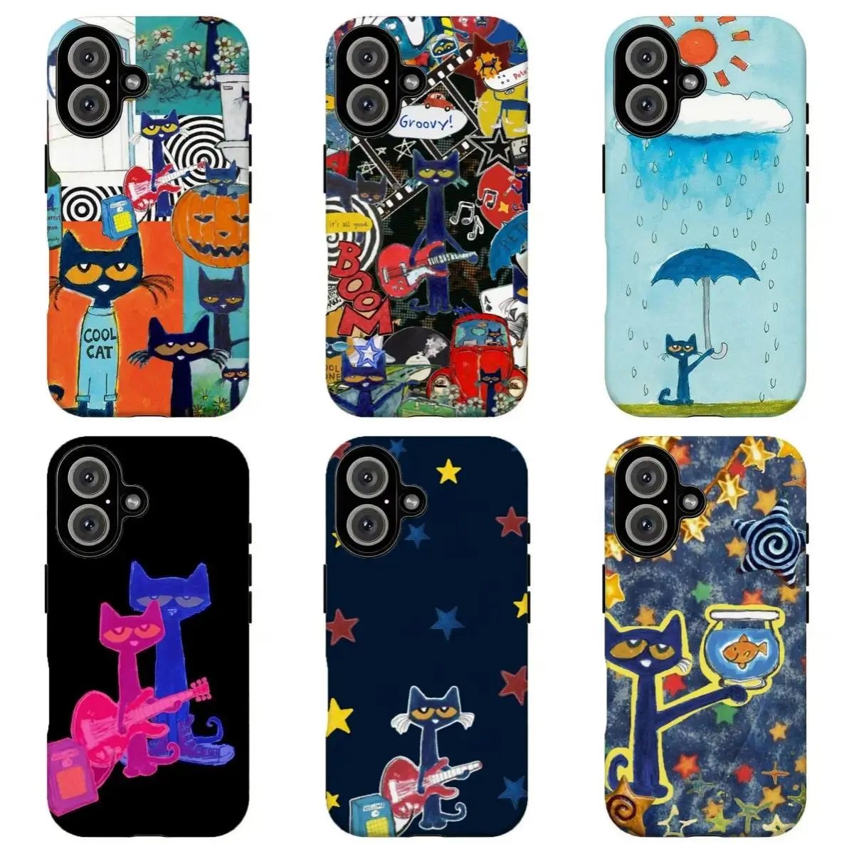"Pete the Cat" Fun Collage-Style Phone Case — A cute, creative protective case for iPhone 11–17 Pro Max/Plus and Samsung Galaxy S23–S25 series; an ideal gift for friends, family, or fans.