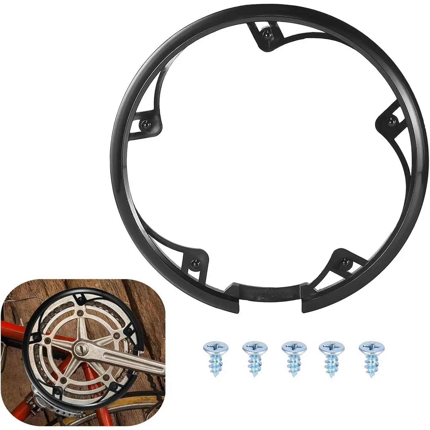 Professional 1 Pack Bicycle Chain Wheel Guard Protector with 5 Screws 5 Holes 48T Black Chain Cover Accessories for Mountain Bike