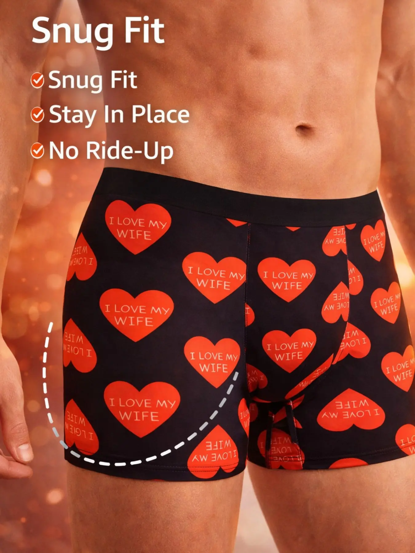 Fun Heart Print Men's Briefs, I Love My Wife Text, Mid-Waist High Elastic Breathable Boys' Boxer Shorts, Comfortable and Stylish Underwear