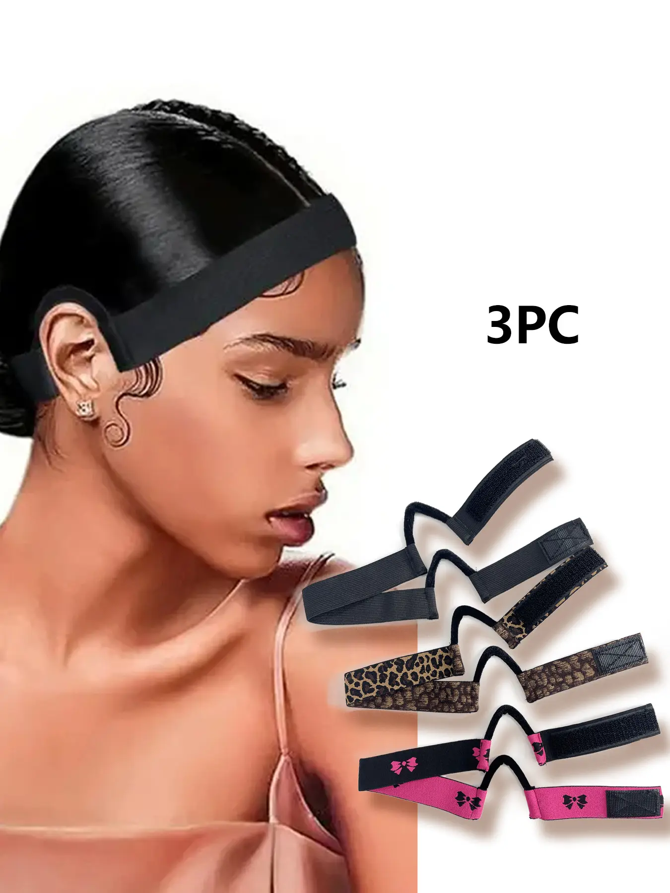 3 Pcs Lace Melting Bands, Elastic Band Zero Ear Pressure for Lace Front Hair Styling Accessories for Women, Edge Wrap Wig Tools