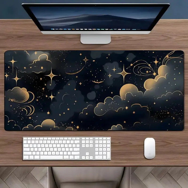 Starry Sky Pattern Mouse Pad, Large Game Mouse Pad, Aesthetic Desktop Decoration Protective Pad, Non-slip Rubber Pad for Laptop, Gaming Desk Accessory, Desktop Computer Games, Aesthetic Office Supplies Extended Large Gaming Desk Mouse Pad