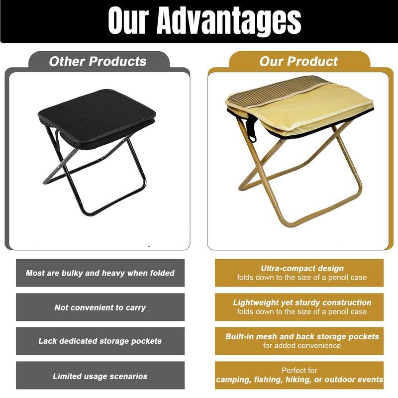 Portable Folding Stool with Carry Bag, Lightweight Foldable Stool, Outdoor Chair with Pocket, Camping Folding Chairs, Travel, BBQ, Fishing, Beach, Picnic, Camping Portable Folding Stool with Carry Bag, Lightweight Foldable Stool, Outdoor Chair with Pocket, Camping Folding Chairs, Travel, BBQ, Fishing, Beach, Picnic, Camping