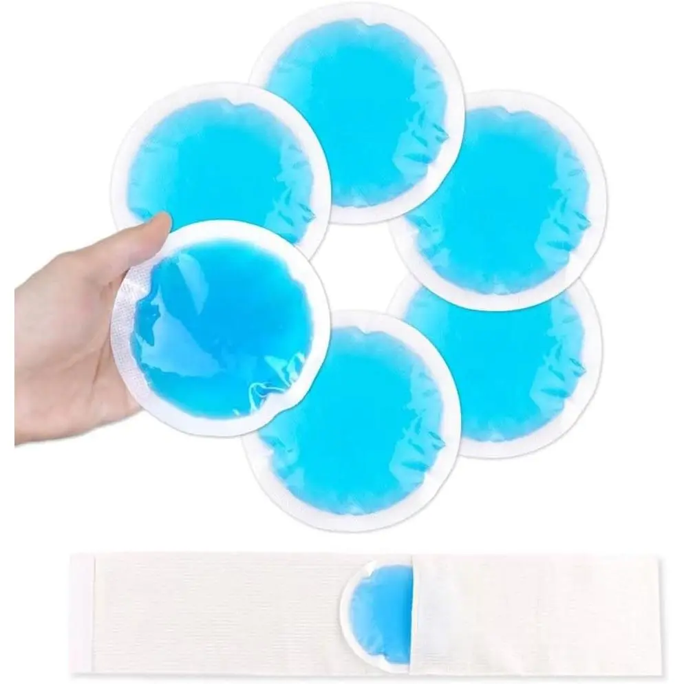 Small Ice Packs for Injuries, 6 Pack Round Ice Packs for Face, FSA Eligible, Hot Cold Pack Circular Cold Compress with Cloth Backing & Sleeve for Pain Relief, Toothaches