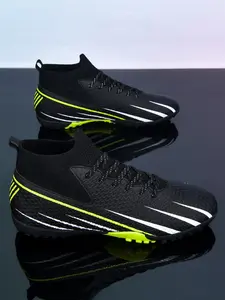 Unisex Sports Football Shoes, High-Top Training Cleats, Anti-Slip Rubber Sole, Lightweight TF Studs, Indoor/outdoor Use, Professional Soccer Boots