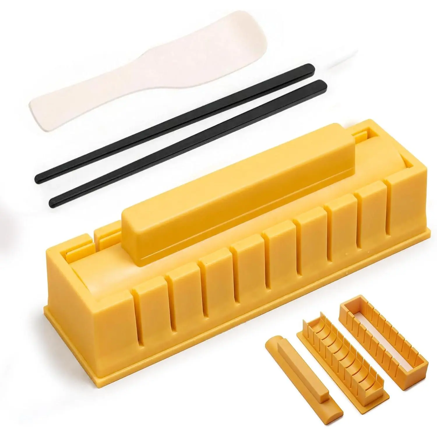 Sushi Maker Kit - Kitchen Utensils Set with Easy Roller Mold, Chopsticks, Rice Paddle, and Scoop for DIY Homemade Sushi Rolls