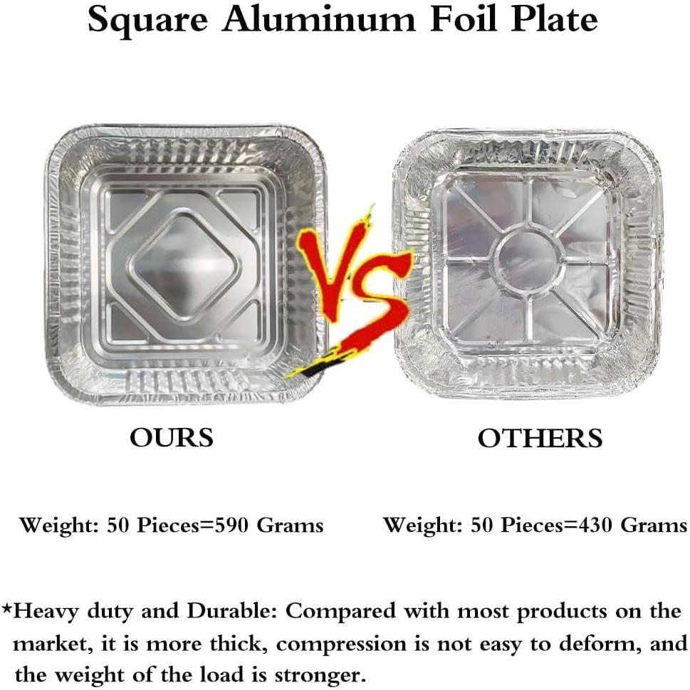 Non-Stick Disposable Air Fryer Aluminum Foil Liners Square 50 count, Oil-Proof Aluminum Foil Tin Box Also for Steamer Basket  Oven & Grill (9 * 9 Inch-Square)