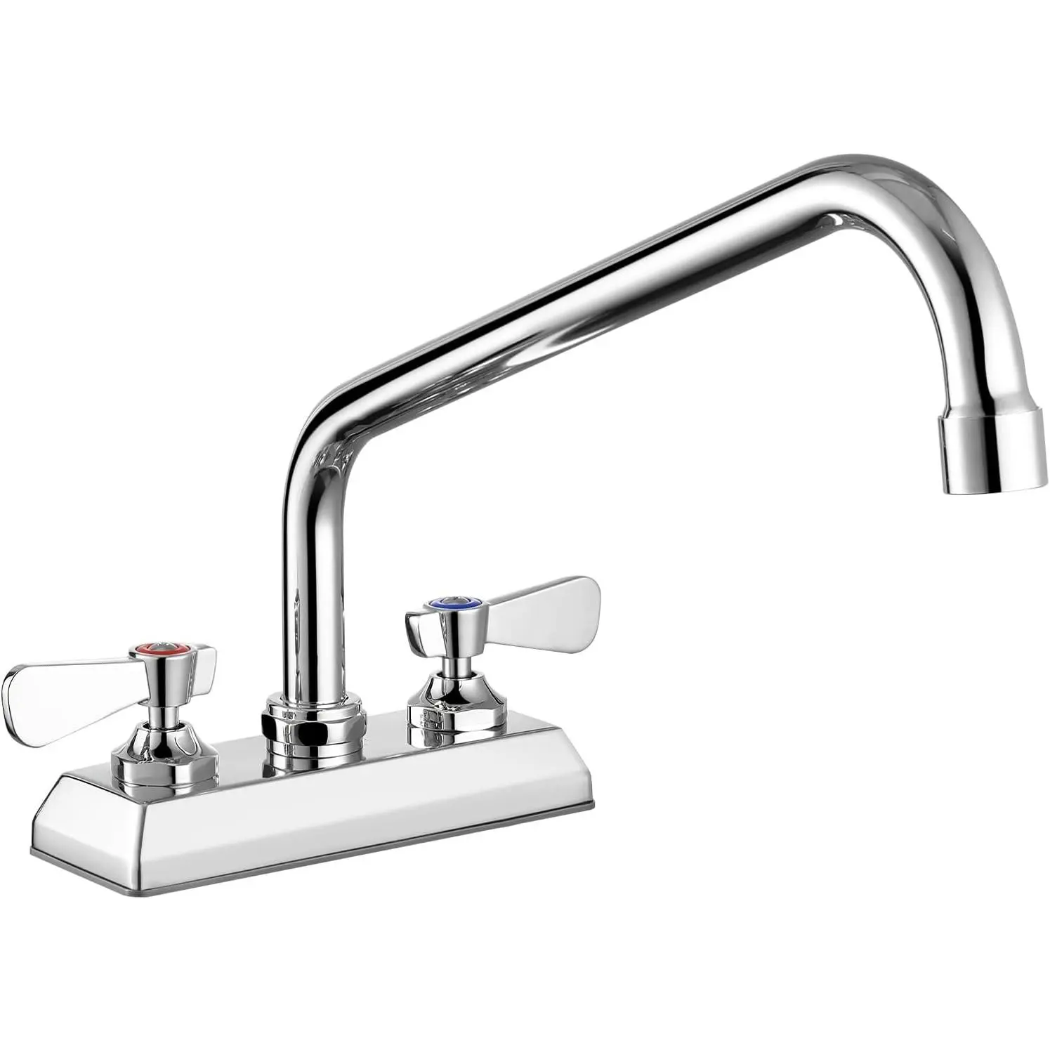 4 Inch Center Deck Mount Commercial Sink Faucet with 12" Swivel Spout