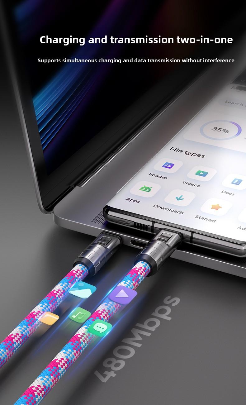 New 2-in-1 phone lanyard data cable PD240W super fast charging suitable for mobile phones and computers