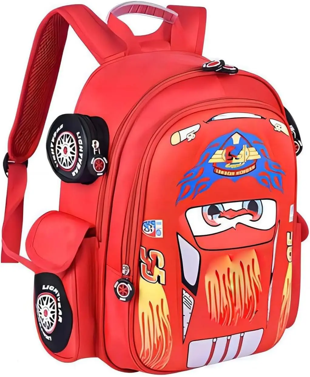 Kid Toddler Boys Girls Backpack Waterproof Cartoon Truck Car Child Snack School Bag Kindergarten Backpack (Red)