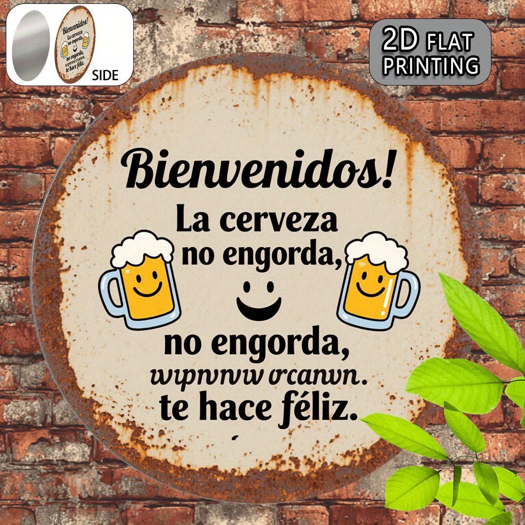 Welcome to Drink – "Beer Brings You Joy" Vintage Metal Sign – Decorative Plaque & Humorous Gift – Aluminum 7.9x7.9 Inches – Creative Gift for Friends & Party Decoration