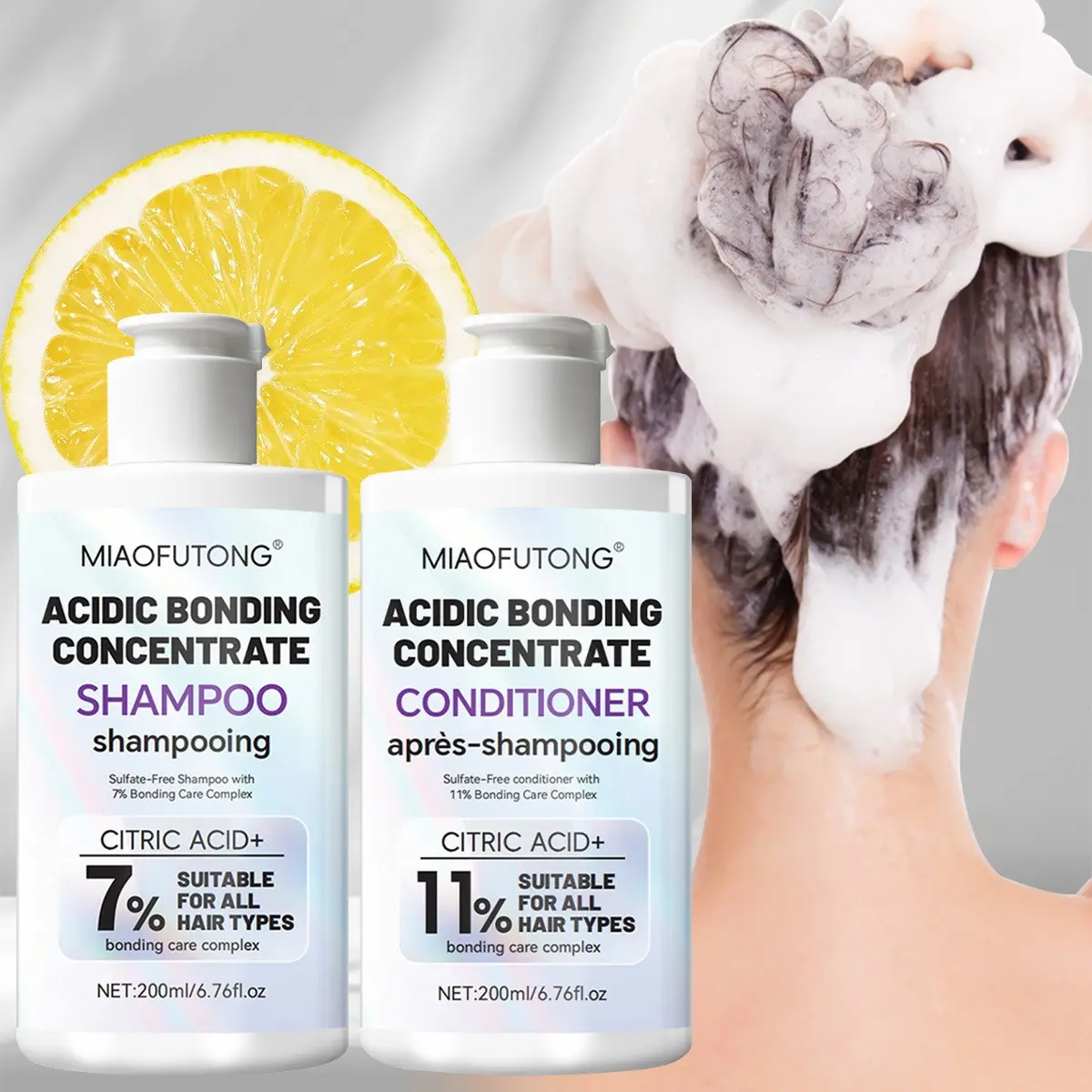 Lemon Acid Shampoo + Conditioner Set, Hair Care Shampoo Anti-Frizz, Hydrating Moisturizing Formula for Soft & Smooth Hair, Daily Use