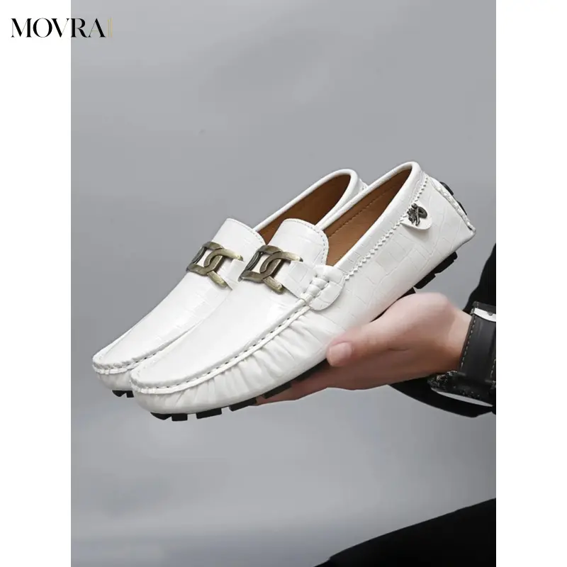 MOVRA1 Men's Business Style Solid Color-on Loafers, Fashionable Round Toe Flat Shoes Daily Wear, Lightweight Breathable Comfortable Shoes Men, Boy, Business Casual Shoes