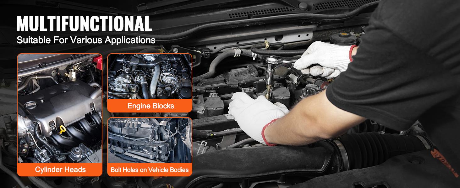 VEVOR Thread Chaser Set - 49-Piece UNC UNF and Metric Thread Restorer Tool Rethreading Tool Kit with 22 Taps 24 Dies 3 Thread Files Storage Case Heat Treated Steel for Mechanics DIY Enthusiasts