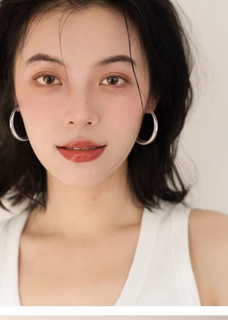 Large-circle plain ring earrings for women, high-end ear clips, ear studs, best-selling ear rings and earrings