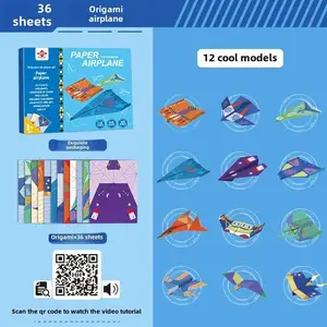 10/36 Sheets 3D Origami DIY Paper Airplane Handgun Educational STEM Toys Craft Kit Enhance Spatial Thinking Gifts
