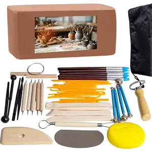 Air Dry Clay Kit 10 LBs + 42 count Pottery Tools -   Clay for Sculpting, Hand Modeling & Throwing Classes Ceramics Workshops (Red)