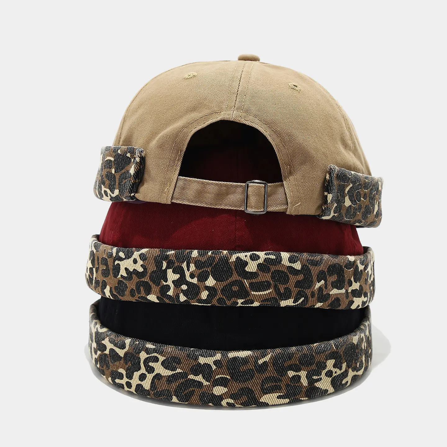 Main Character Energy Leopard Print Brimless Docker Cap Y2K Viral Baddie Streetwear Hat Effortless Glamour Vintage Aesthetic Skull Cap Unisex