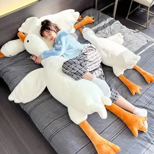 2026 New Arrival Soft Plush White Goose Pillow - Fluffy Look Stuffed Animal, Full-Body Hugging Doll for Bedroom Decor, Indoor Use & Holiday Gift