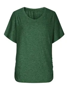 Women's Short Sleeve V-Neck Dolman Top with Side Shirring, Loose Fit Design for Comfortable Wear, Perfect for Casual