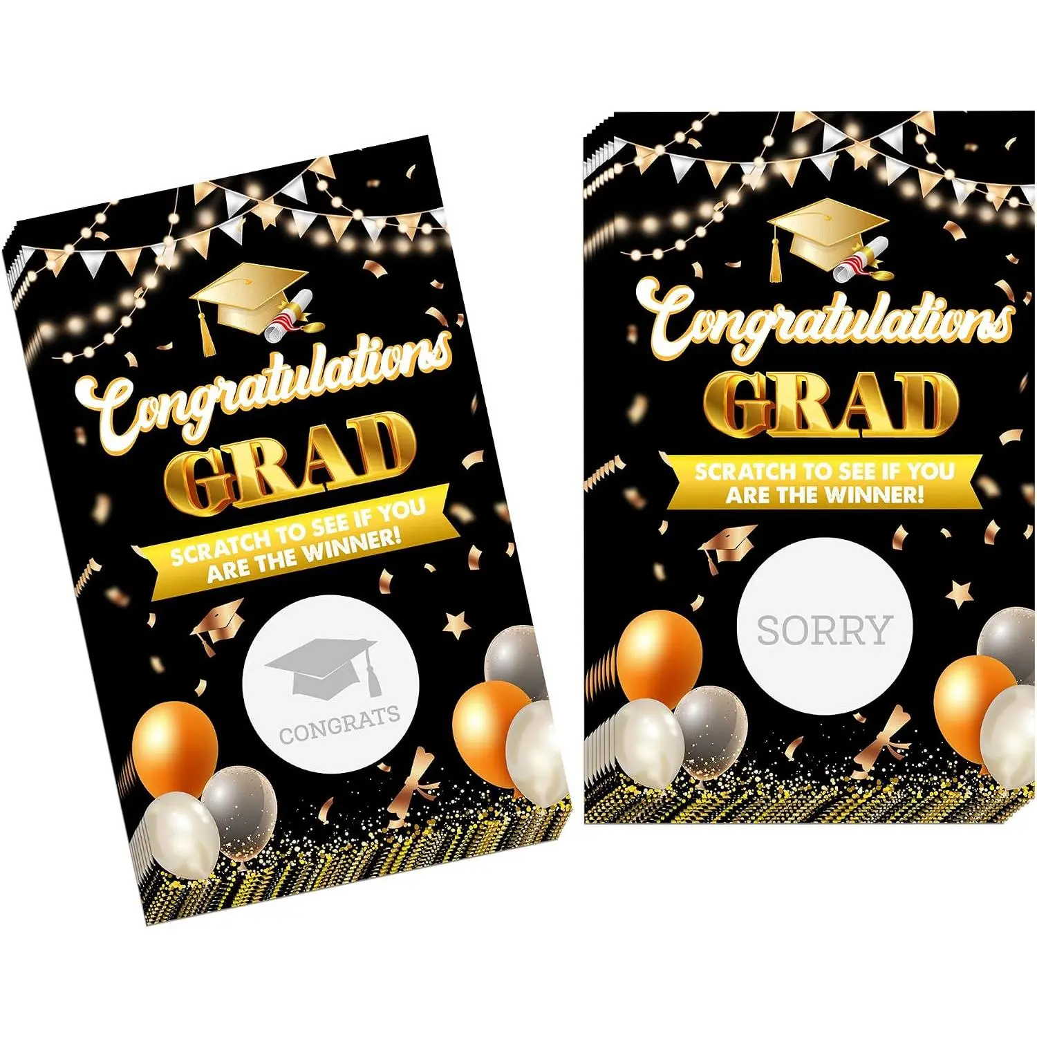 Graduation Scratch Off  Cards, Graduation Party  Cards, Black  Congrats Grad Raffle Tickets, 50 count Grad Party  Ideas Activities Supplies Decor, A06