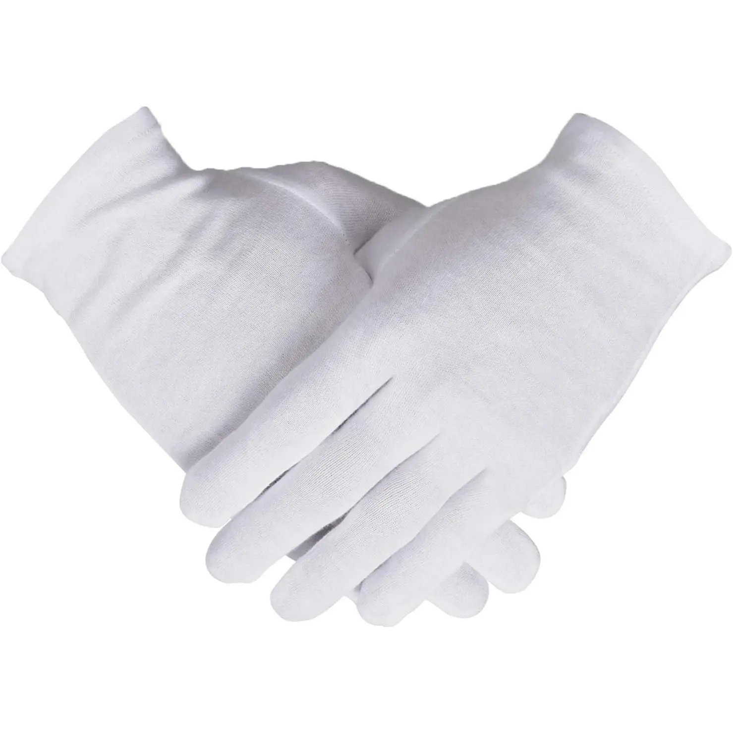 100% Cotton 6 Pairs White Gloves for Women Dry Hands Eczema SPA Moisturizing Work Glove for Serving Archival Coin Jewelry Inspection