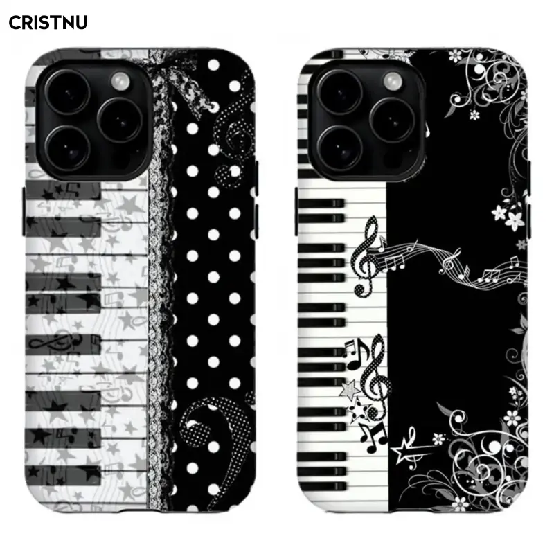 Magnetic Case Vintage Piano Keys Phone Case |   Cute Music Note Polka Dot Pattern for iPhone 17ProMax,for iPhone16, 15, 14, for iPhone13ProMax, 12, 11,17air,16e. |   Shockproof Protective Cover for Music Lovers Wireless Cellphone