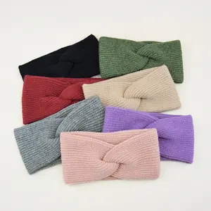 Women's Double Layer Knit Crisscross Headbands - Warm Ear Covers, Elastic Hair Wraps, Multifunctional Wide Hair Accessories for Daily Outdoor Use, Headband