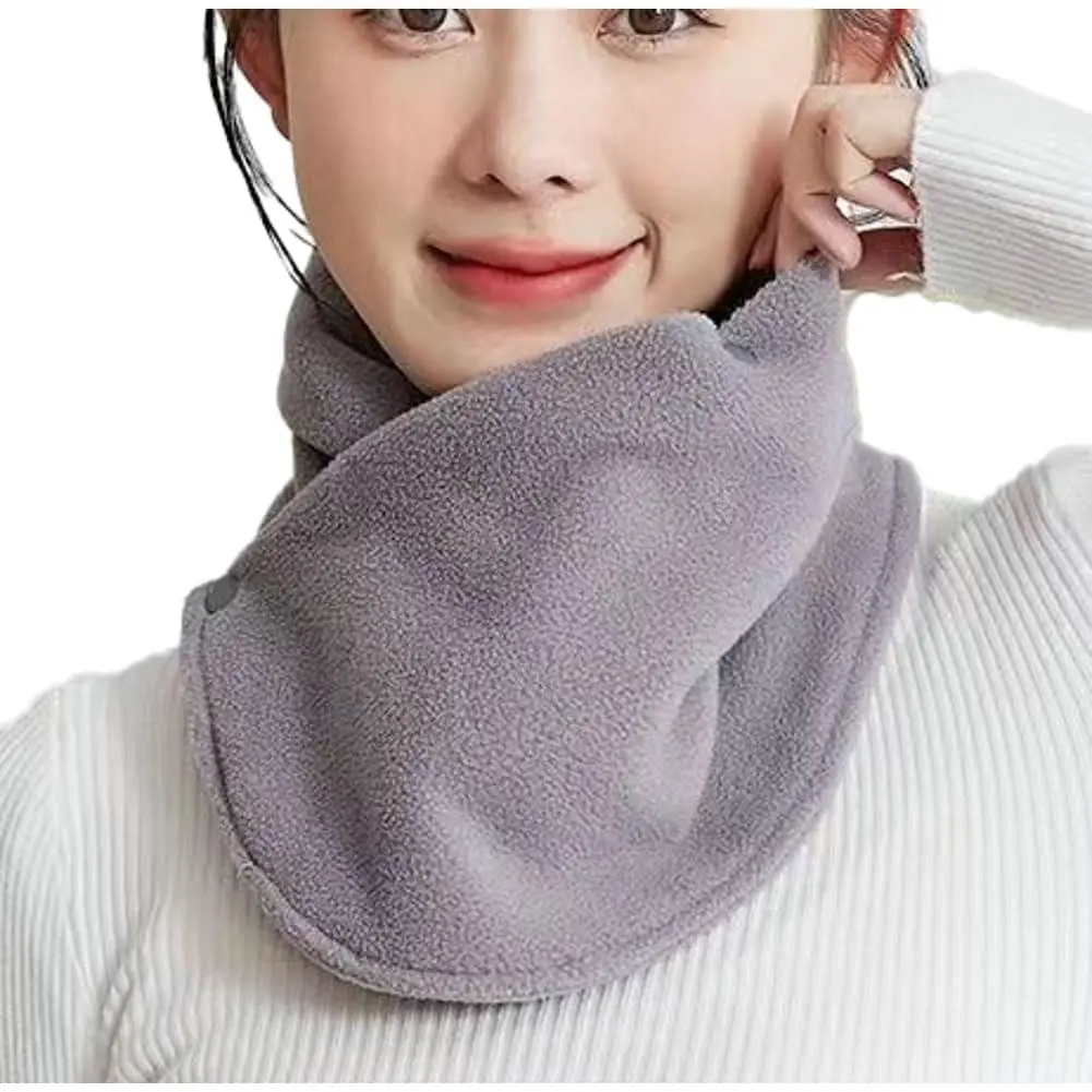 Neck Warmer Scarf Woman Thickened Warm Neck Gaiter with Two Buttons Riding Windproof Warm Scarf