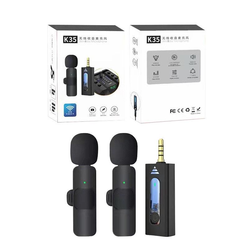 Wireless Microphone Bluetooth Live Mic 3.5mm Live Sound Card Lavalier Mic Dual Lapel Microphone
