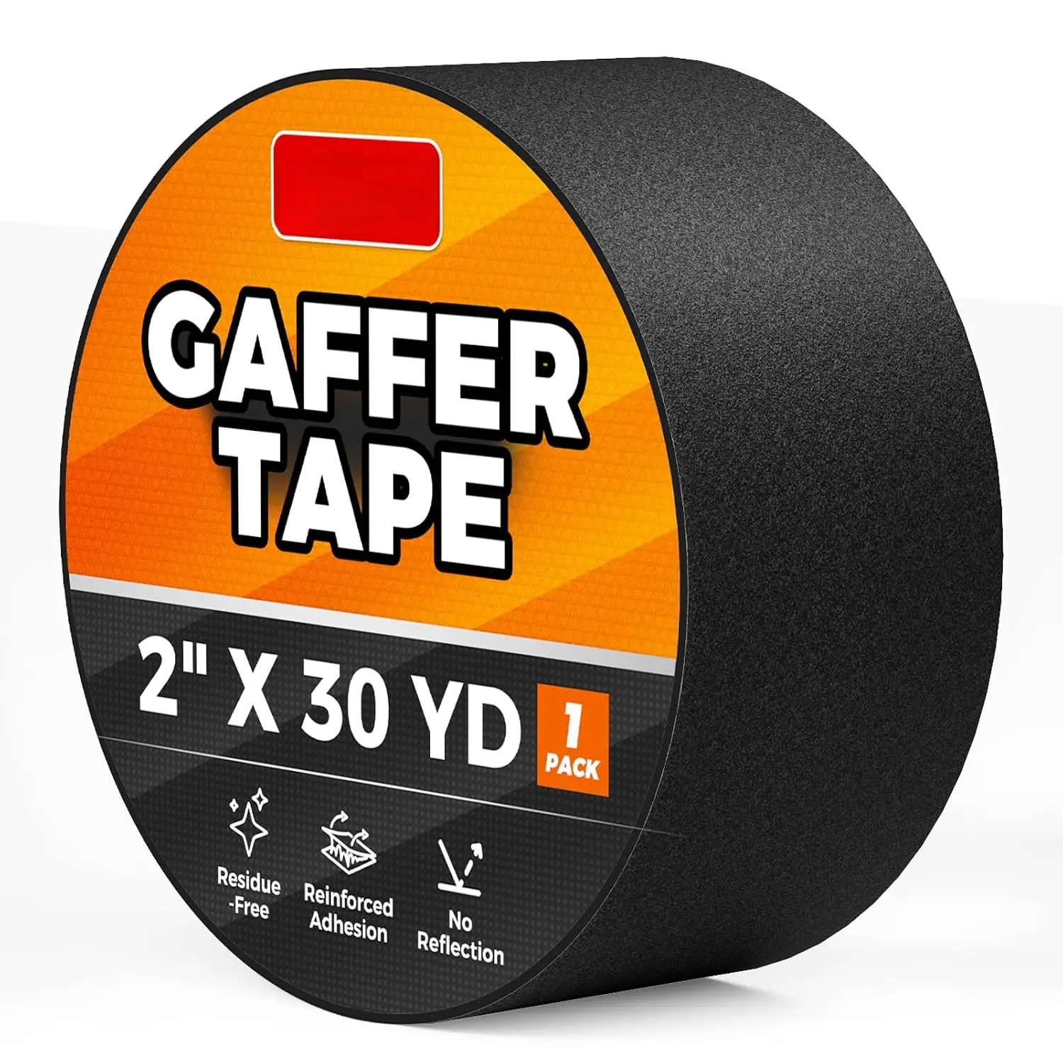 11 Mil Black Gaffer Tape 2 in x 30 yd, No  | Industrial grade with reinforced adhesion, matte finish prevents reflection, tears easily by hand, ideal for stage and studio