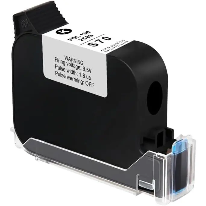 Black Ink  for Handheld Inkjet Printer, 42 mL Quick-Dry Ink, 2–3 Sec  Drying, 2–12.7 mm Print Height, Multi-Material Adhesion for Coding and Marking