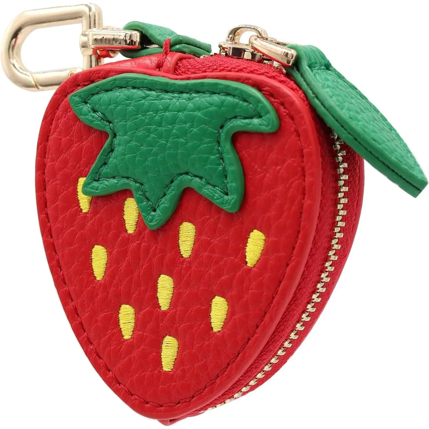 Fruit PU Leather Mini  Purse Bag  (Strawberry) | Smooth secure zipper, fine  stitching, versatile daily accessory, delicate bag ornament, sweet  for women & girls