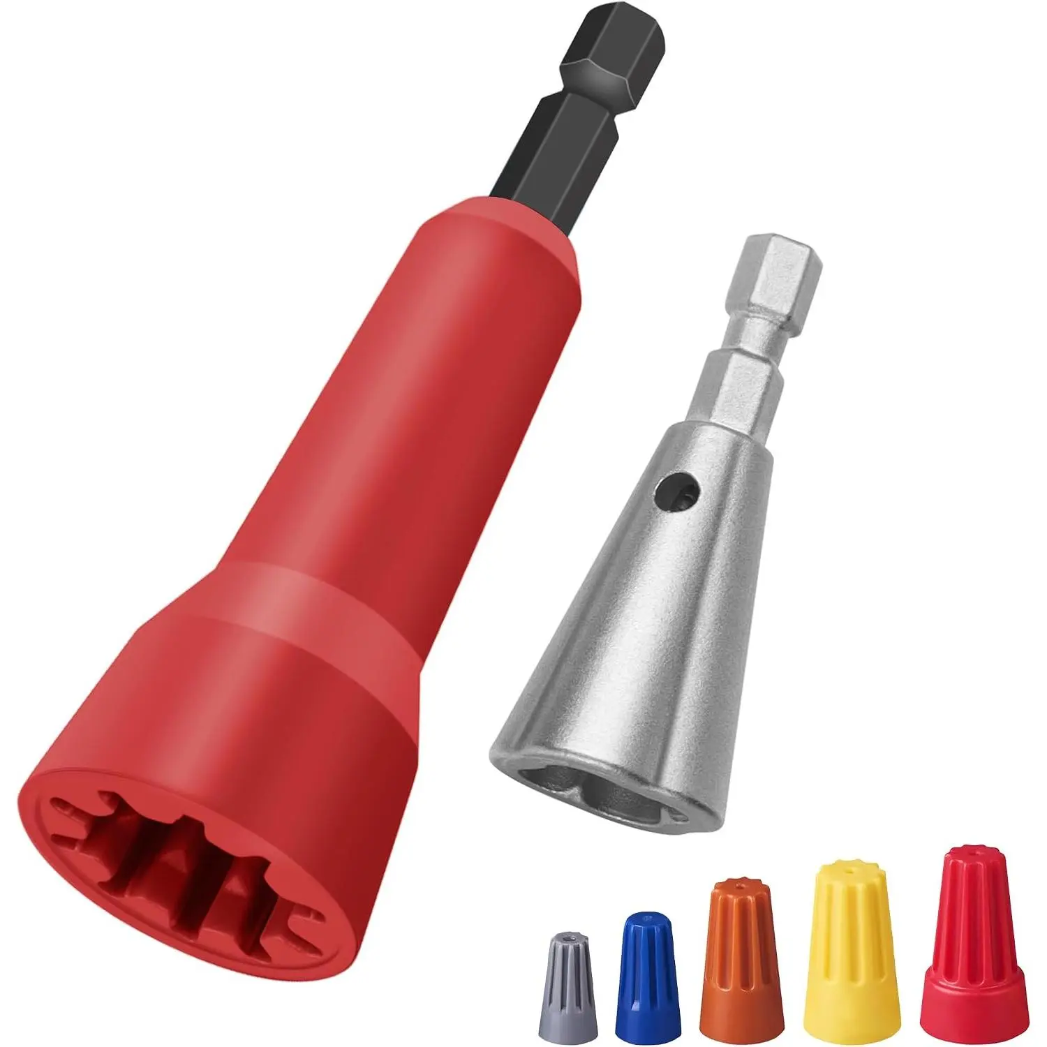 Wire Nut ,Wire Twisting Tool,Wire Nut Twiter for Drill,Spin Twist Wire Connector Socket,Wire Connector Driver with 1/4" Chuck,Wire Stripping and Twisting Tool(Wire Nut  Red)