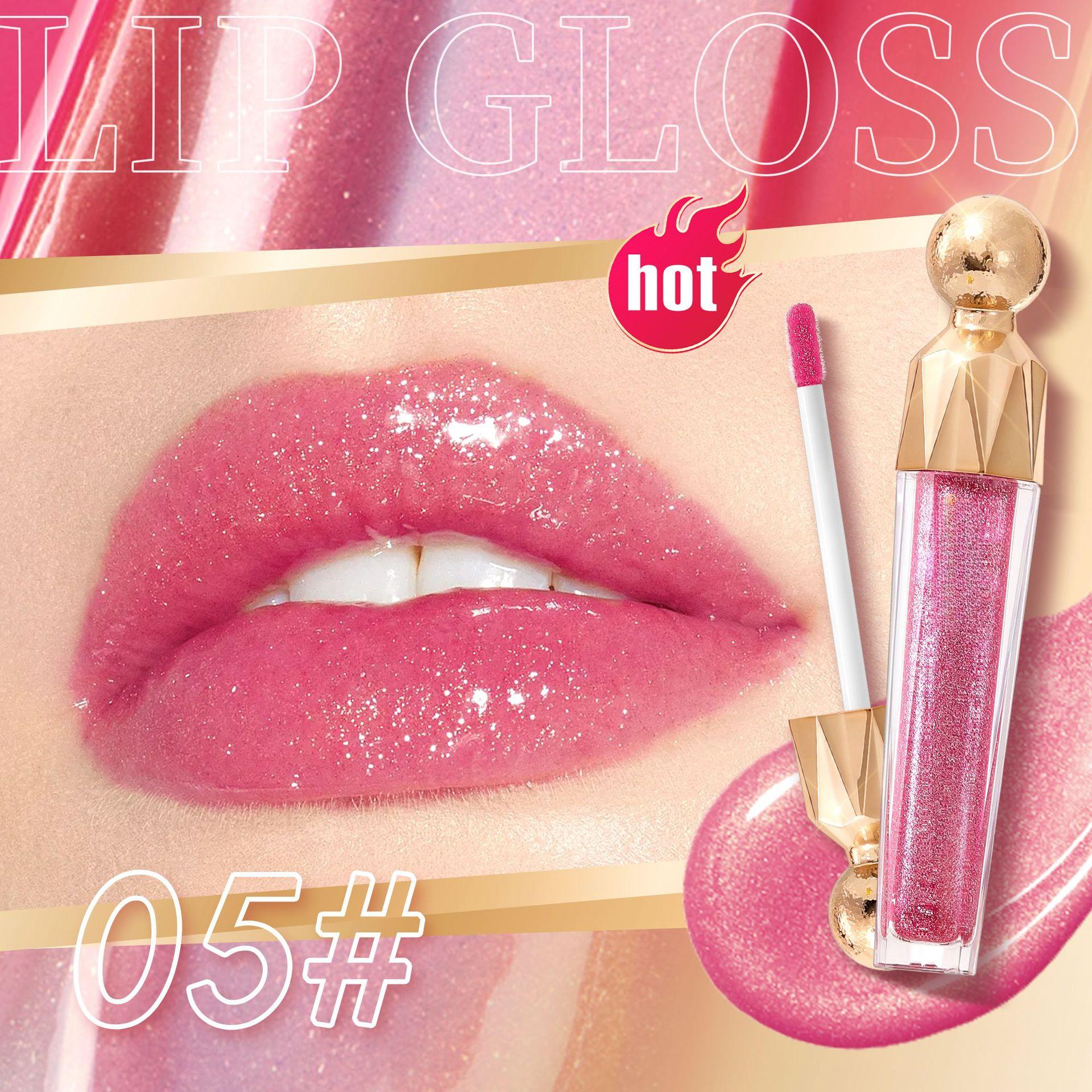 Fine shimmer lip gloss that doesn't fade, easy to apply, moisturizing and hydrating, with a glossy mirror-like finish for plump lips