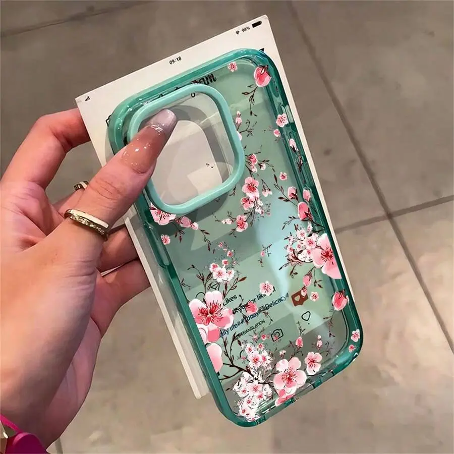 1PC Pink Cherry Blossom Phone Case, Watercolor Style, Phone Case For IPhone 17 Pro Max 17 Air 17Pro 16 15 14 13 12 11 Pro Max, Floral Gift, Spring Blossom Design, Delicate Pink Flowers Theme, Artistic Floral Pattern, Ch,Halloween,Horror,Character,Silicone