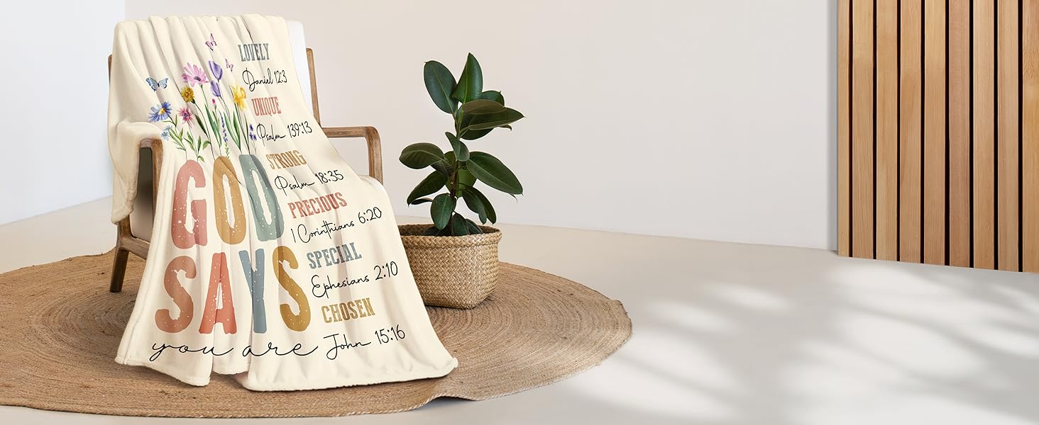 Christian Gifts for Women Birthday - Inspirational Floral Throw, Religious Birthday Gift for Women, Christian Blanket for Mom Sister Friend Girl, Baptism Confirmation Spiritual Gift for Her