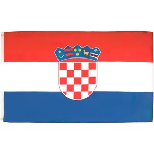 Croatia National Flag with Red White Blue Horizontal Stripes and the Croatian Checkered Coat of Arms