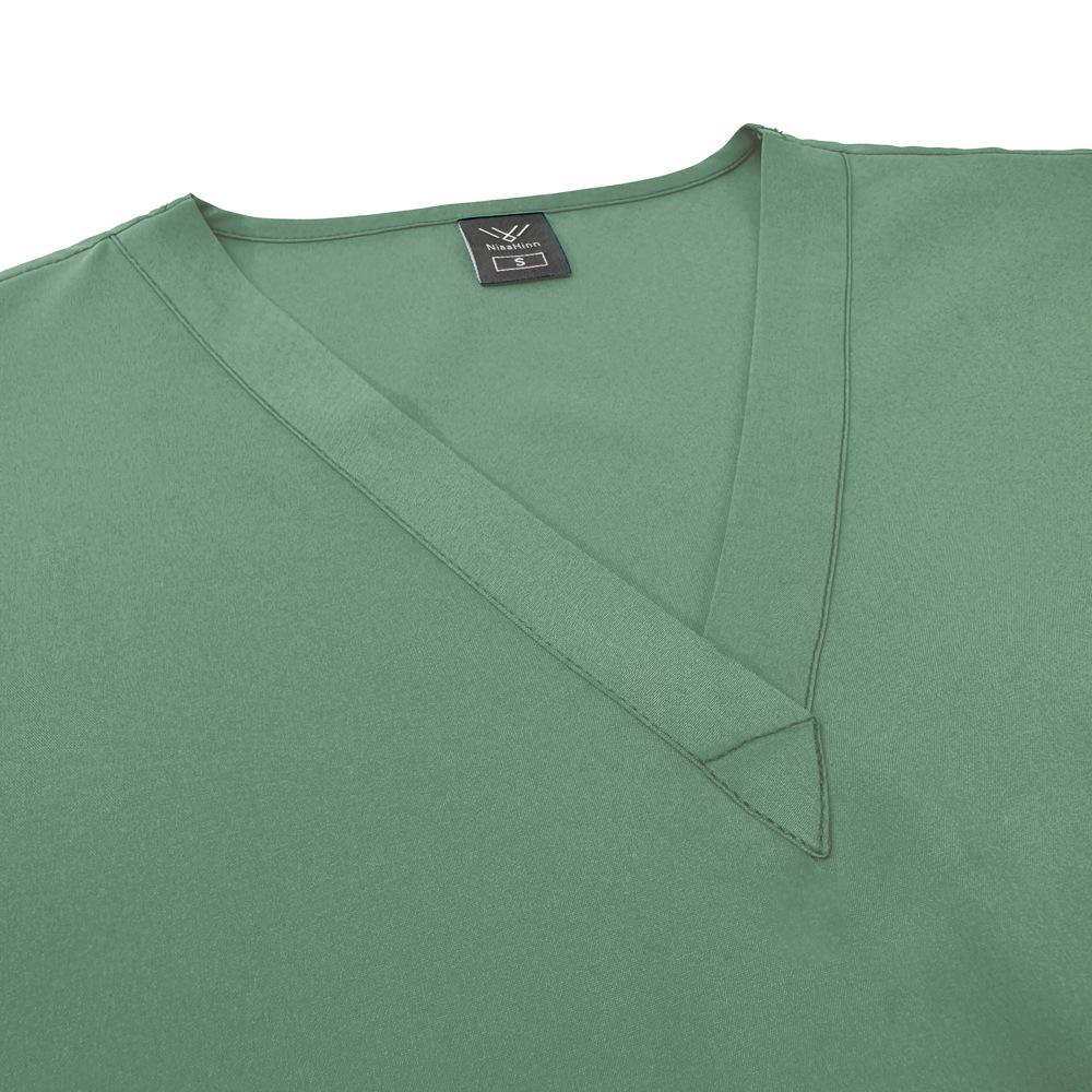 Women's Short Sleeve Quick-Dry Stretch Scrubs Care-related Scrub Suits and Gowns for Operating Rooms Suitable for Outpatient Clinics and Operation Assistance