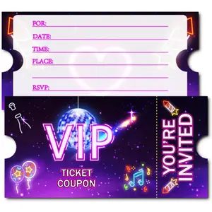 Birthday Party Invitations Purple VIP Invitations Card for Boys Girls (30 Cards & 30 Envelopes)